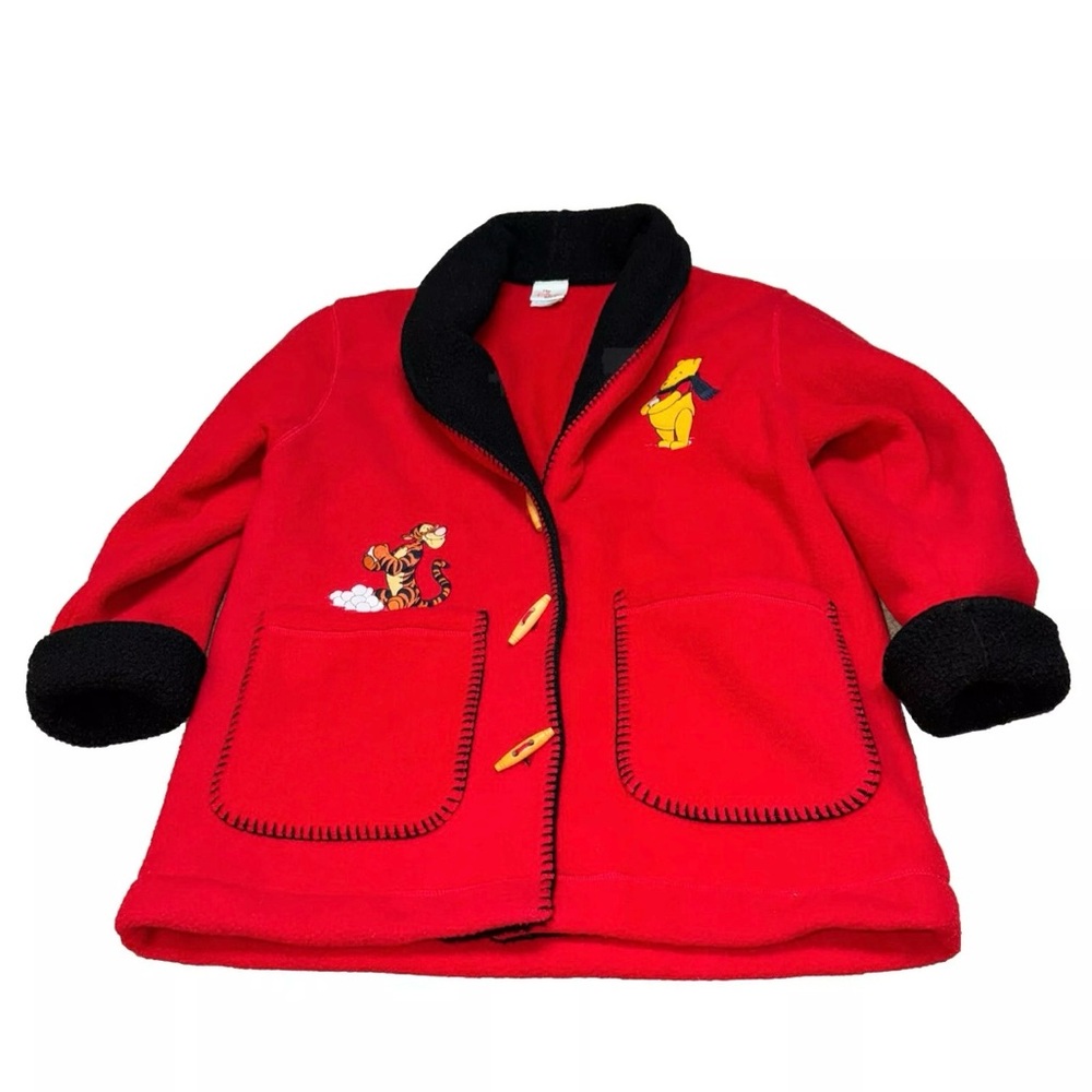 Vintage Disney Store Winnie The Pooh & Tigger Fleece Toggle Jacket Size Small